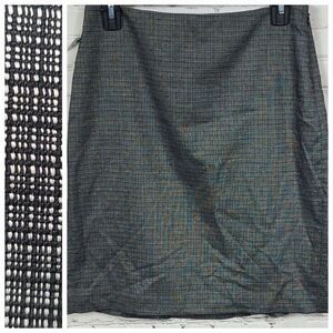 The Limited Size 0 Textured Black Plaid Pencil Career Skirt Woven Office Work